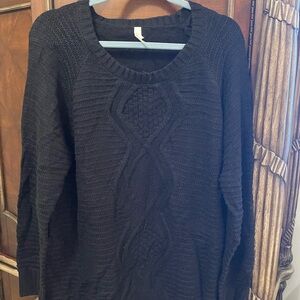 NY Collection Black Textured Knit Sweater